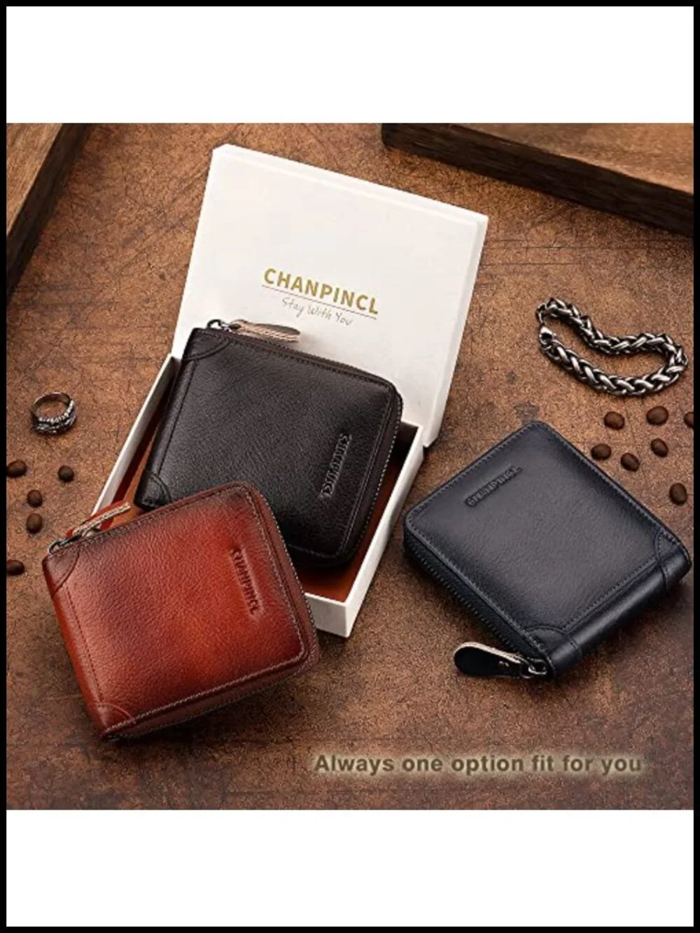 Genuine Leather Zipper Wallet RFID Secure Large Capacity Double Fold Multi-card